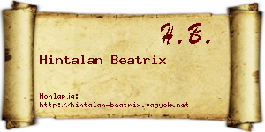 Hintalan Beatrix névjegykártya